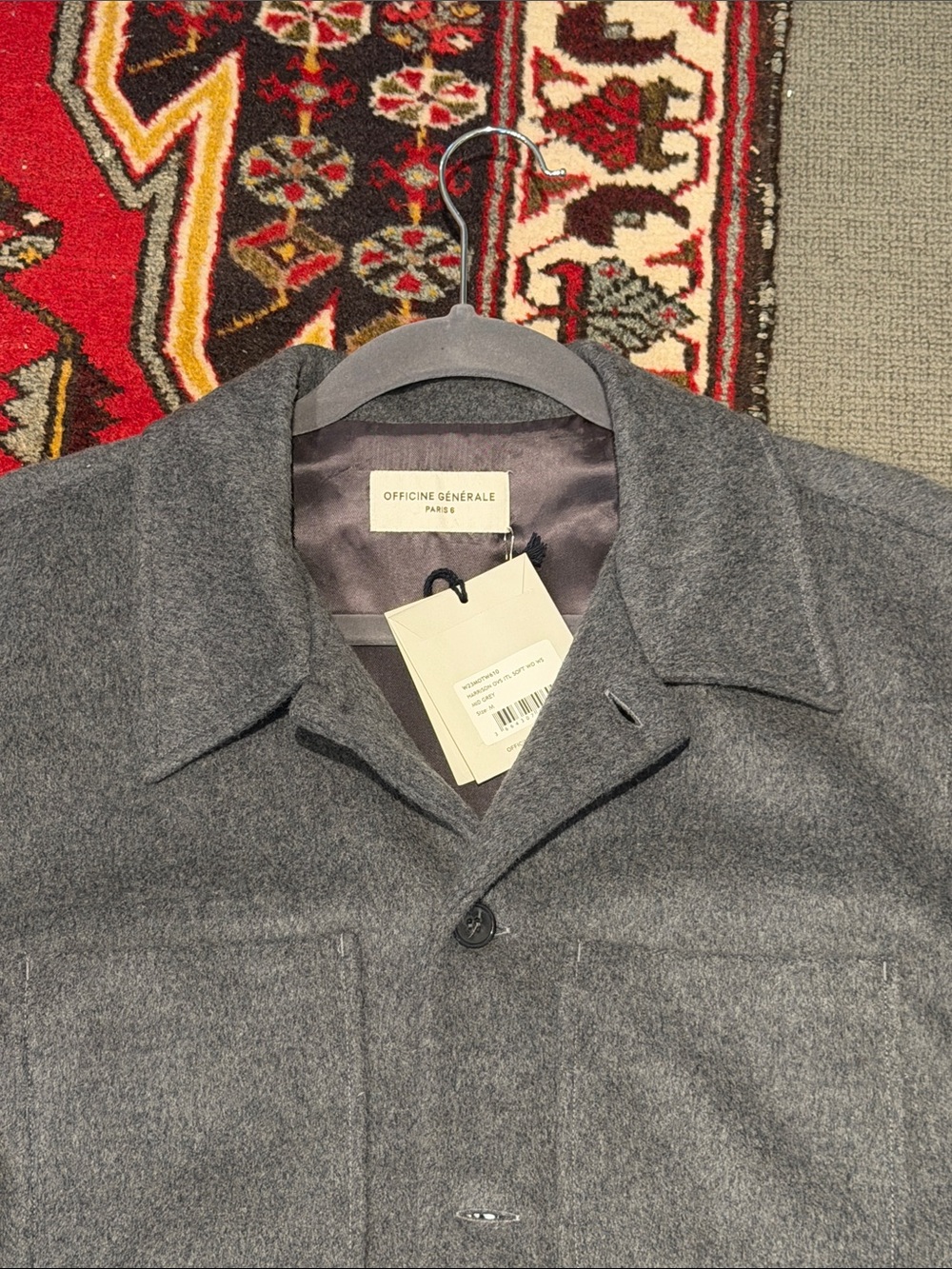 Officine Generale Charcoal Gray Wool Button Jacket
